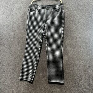 Talbots Corduroy Pants Women 14 Black Gingham Straight Leg High Rise